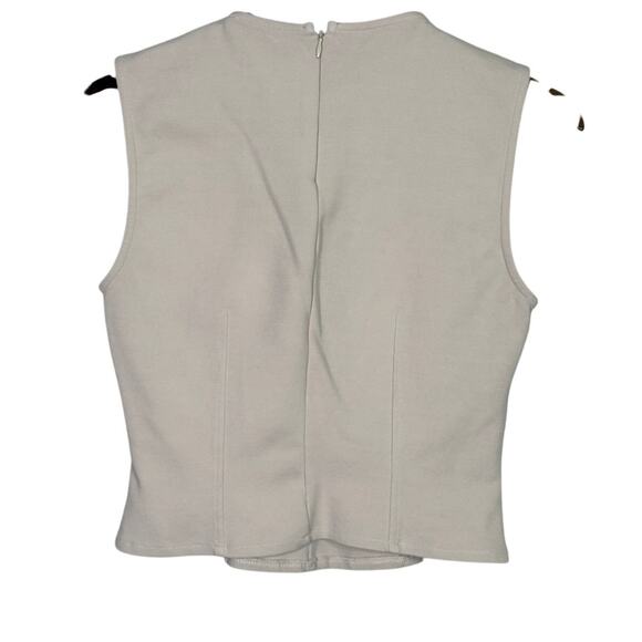 Zara Sleeveless Detailed Lining Fitted Classy Blouse Top Back Zip Up L Beige - Picture 11 of 14